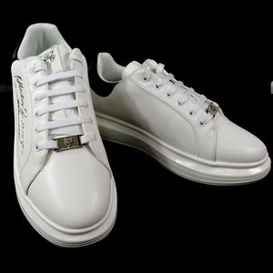 PLEIN SPORT 🇮🇹 MEN'S WHITE LEATHER COMFORT SNEAKERS